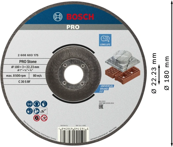 PRO Stone Bonded Cutting Disc 180x3.0