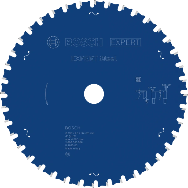 EXPERT Steel Circular Saw Blade, 190 x 2/1.6 x 20 mm, T40
