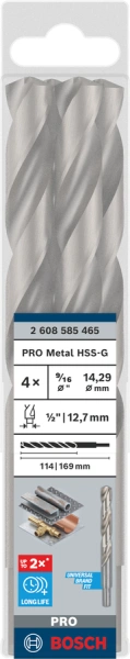 PRO Metal HSS-G Twist Drill Bit Standard Length